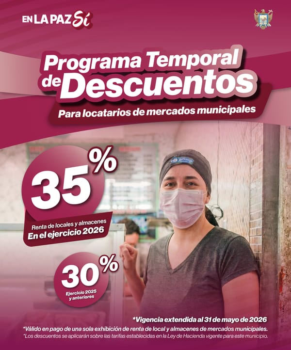 Extiende Ayuntamiento de La Paz descuentos para locatarios de mercados municipales