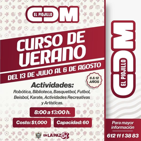 Invita Gobierno Municipal de La Paz a cursos de verano en centros deportivos municipales
