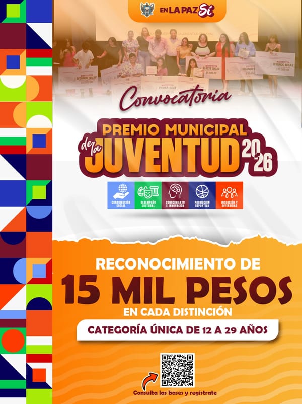 Ayuntamiento de La Paz lanza convocatoria al Premio Municipal de la Juventud 2026